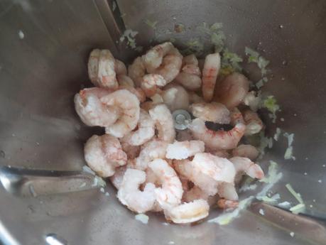 Espaguetis con puerro y gambas