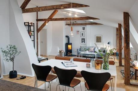 lavandería en el cuarto de baño lavadora secadora en el cuarto de baño estilo nórdico escandinavo sueco espacios diáfanos loft decoración decoración nórdica escandinava decoración lofts aticos decoración en gris y madera blog decoración diseño interiores Ático loft sueco 