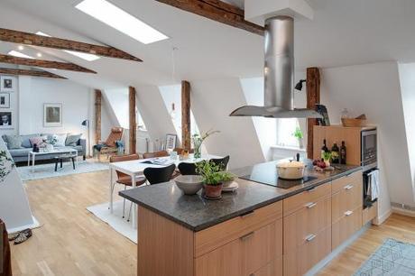 lavandería en el cuarto de baño lavadora secadora en el cuarto de baño estilo nórdico escandinavo sueco espacios diáfanos loft decoración decoración nórdica escandinava decoración lofts aticos decoración en gris y madera blog decoración diseño interiores Ático loft sueco 