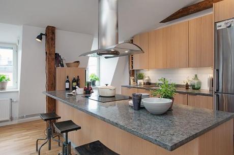 lavandería en el cuarto de baño lavadora secadora en el cuarto de baño estilo nórdico escandinavo sueco espacios diáfanos loft decoración decoración nórdica escandinava decoración lofts aticos decoración en gris y madera blog decoración diseño interiores Ático loft sueco 