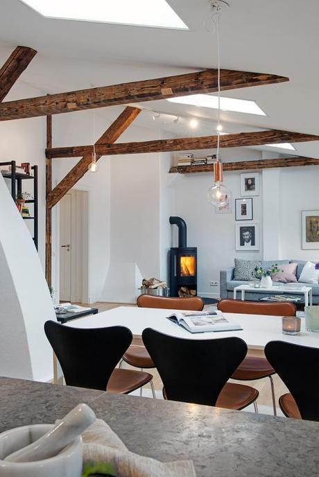 lavandería en el cuarto de baño lavadora secadora en el cuarto de baño estilo nórdico escandinavo sueco espacios diáfanos loft decoración decoración nórdica escandinava decoración lofts aticos decoración en gris y madera blog decoración diseño interiores Ático loft sueco 