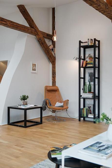 lavandería en el cuarto de baño lavadora secadora en el cuarto de baño estilo nórdico escandinavo sueco espacios diáfanos loft decoración decoración nórdica escandinava decoración lofts aticos decoración en gris y madera blog decoración diseño interiores Ático loft sueco 