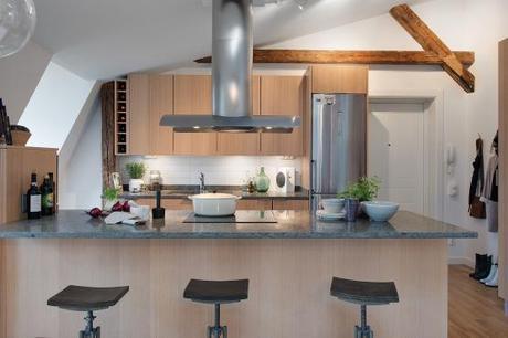 lavandería en el cuarto de baño lavadora secadora en el cuarto de baño estilo nórdico escandinavo sueco espacios diáfanos loft decoración decoración nórdica escandinava decoración lofts aticos decoración en gris y madera blog decoración diseño interiores Ático loft sueco 