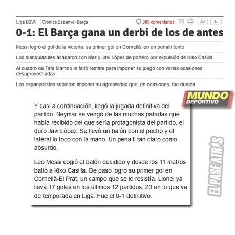 La prensa culé tras el Español-Barcelona