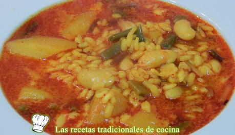 Arroz Murciano con habichuelas y ajos tiernos