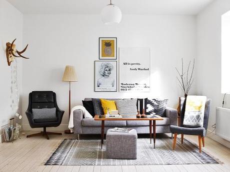 vintage estilo muebles diseño danes 50 60 mid century modern estilo danés de los 50  60 estilo Mad Men diseño danés muebles Decorar con amarillo y gris decoración nórdica vintage decoracion diseño interiores 