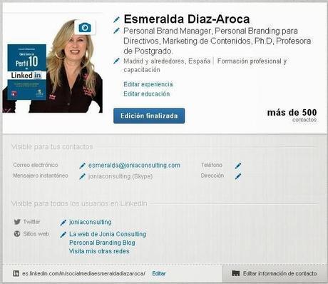 Editar tu perfil de LinkedIn. Esmeralda Diaz-Aroca