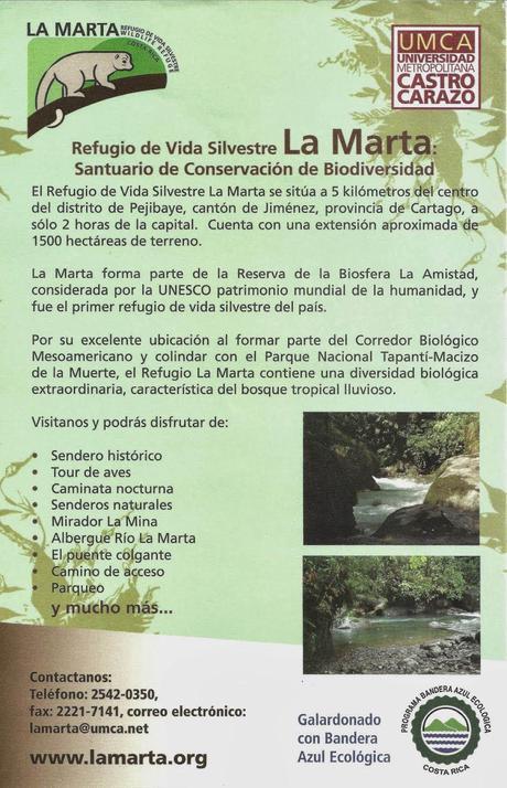 Refugio de Vida Silvestre La Marta -Senderos- (Pejibaye de Jiménez de Cartago)