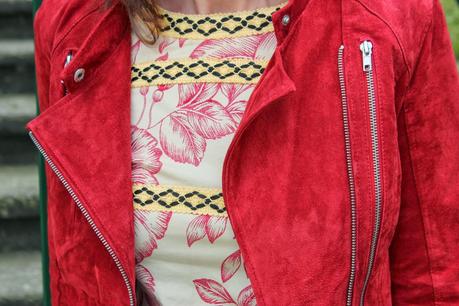 MIS LOOKS - VESTIDO FLORES Y BIKER DE ANTE