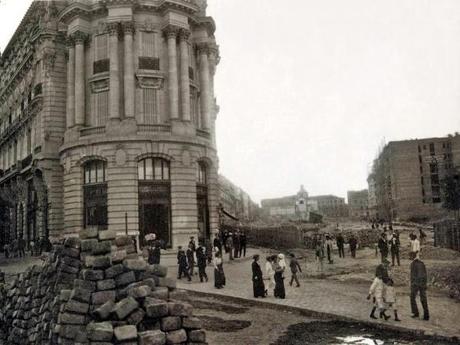 Obras de la Gran Vía, en 1910, en Madrid