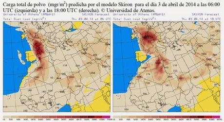 España: Intrusión de polvo africano 3-abril-2014