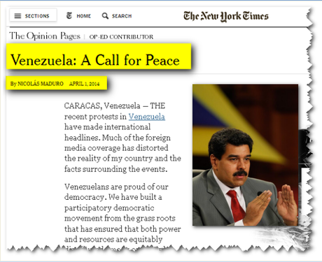 Maduro en The New York Times: gran parte de la cobertura mediática ha tergiversado realidad de Venezuela