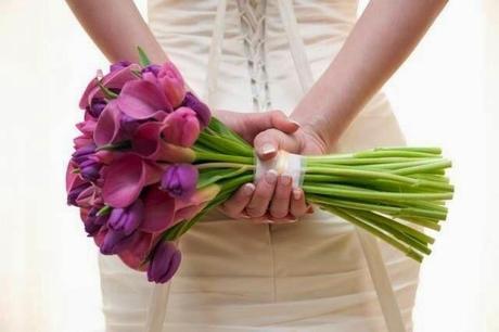 Ramo de novia con tallos largos Flores fucsia