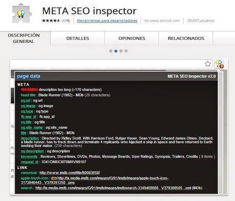 META SEO inspector Extension Google Chrome