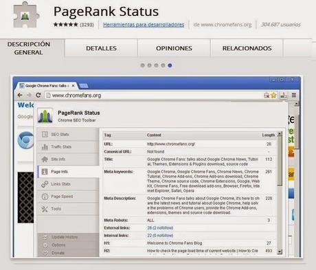 Page Rank Status Extension Google Chrome
