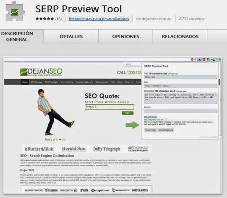 SERP Preview Extension Google Chrome