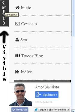 Menú oculto en lateral con botones de seguidores menu vertical oculto
