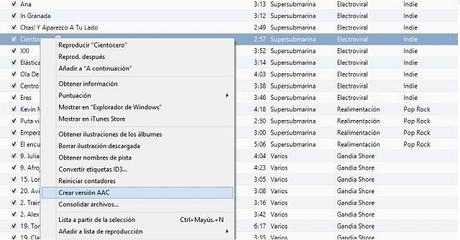 crea versión AAC