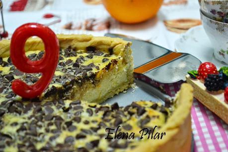 Tarta de requesón con naranja y chips de chocolate o Italian Easter Pie para celebrar que Merlín cumple ¡¡9 años!! (Receta de Pascua, 3)