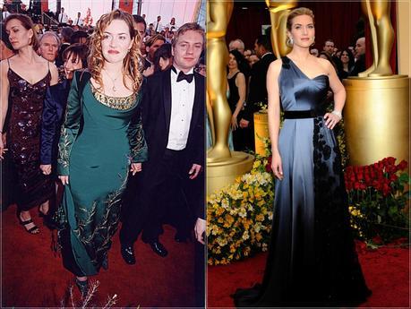 Oscar: Vestidos para recordar Kate Winslet, en 1998 y en 2009, cuando ganó un Oscar, vestida por Saint Laurent.