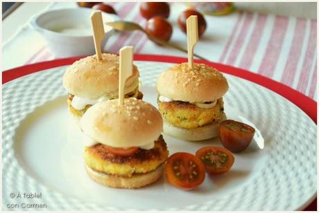 Mini Hamburguesas de Bacalao y Verduras con Mayonesa de Wasabi