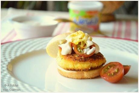 Mini Hamburguesas de Bacalao y Verduras con Mayonesa de Wasabi