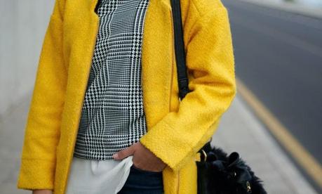 Yellow coat & houndstooth