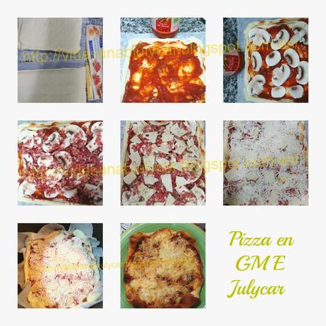 Pizza de champiñones y jamón