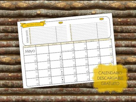 Calendario imprimible para organizar los posts de tu blog: MAYO