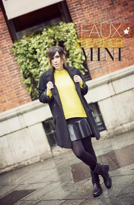 street style barbara crespo zara faux leather mini skirt yellow fashion blogger outfit blog de moda
