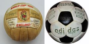 Balón del Mundial del 66 y el Tesltar del 70. Modernidad.