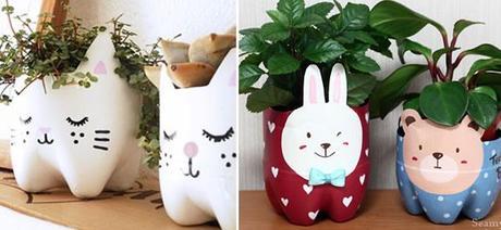 Maceteros creativos hechos con materiales reciclados