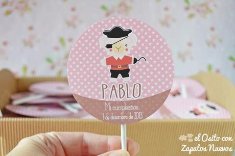 piruletas personalizadas cumpleaños osito pirata