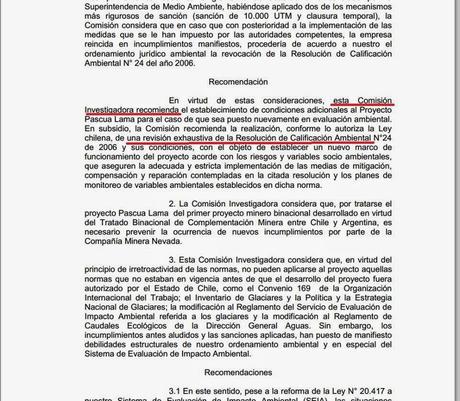 CHILE :Diputados rechazó informe de la comisión investigadora de Barrick -por el caso de contaminación-