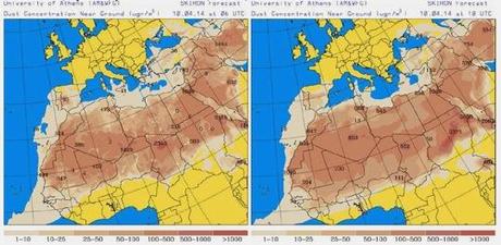 España: Intrusión de polvo africano 10-abril-2014