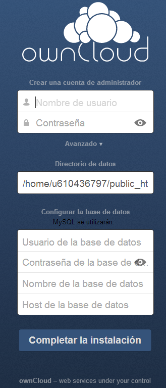 Configurando Owncloud