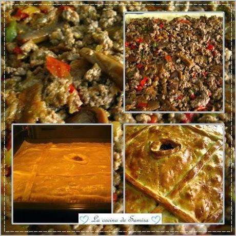 Empanada de carne con setas y pisto Empanada de carne con setas y pisto