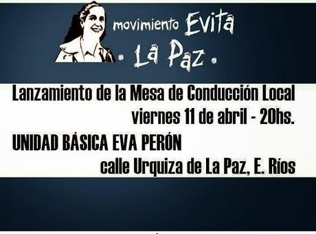 En nuestra ciudad, el 11 de abril se presenta la Mesa del Movimiento Evita