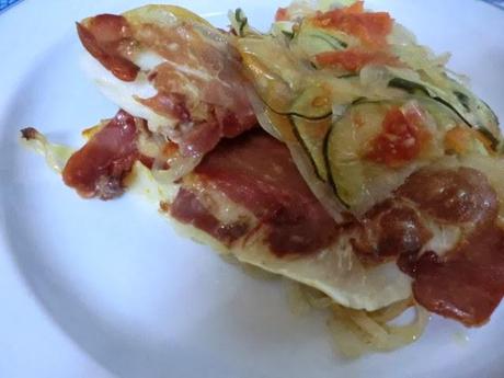 Filetes de merluza con jamón al horno