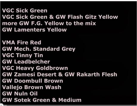 Pinturas empleadas en el Señor de la Guerra Skaven