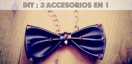 video tutorial de como hacer a mano un accesorio 3 en 1 : pajarita,maxi collar y accesorio para el pelo con esta pajarita de cuero y tachuelas por menos de 1,50 €