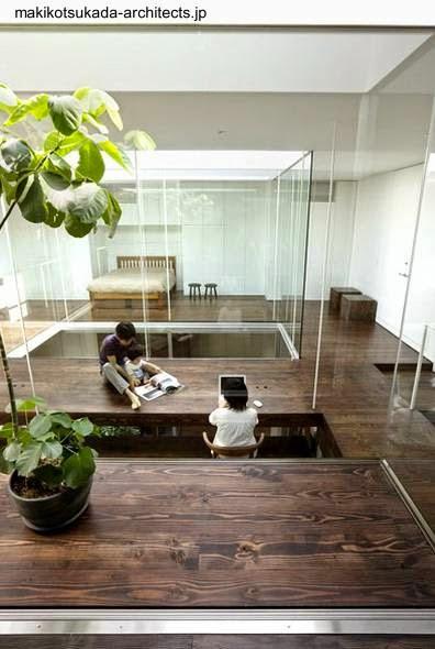 Interior planta alta de residencia Minimalista en Tokio