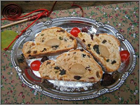 Stollen con frutas y centro de Mazapán