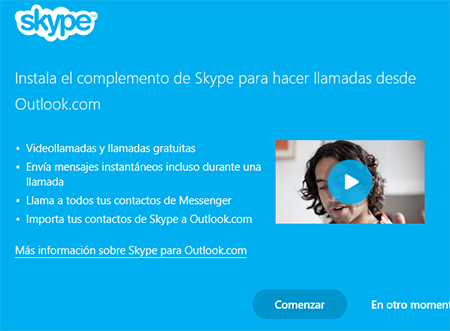 Como usar Skype en tu Correo Outlook