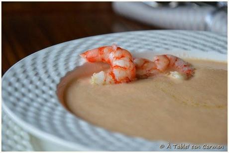 Vichyssoise de Puerros, Gambas y Almendras