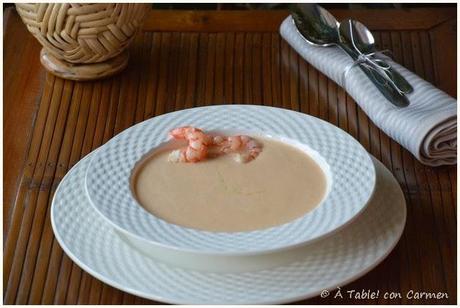 Vichyssoise de Puerros, Gambas y Almendras