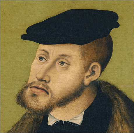 1533, El Emperador Carlos V, Cranach El Viejo, Museo Thyssen, Madrid (detalle) 