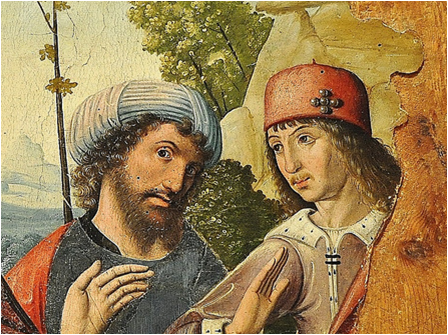 H. 1520. San Juan de Ortega y dama donante. Maestro de la Visitación de Palencia. Catedral de Burgos (detalle) (imagen obtenida de aquí)