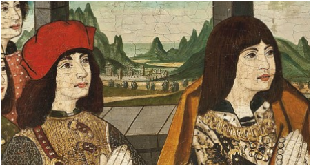 Melenas largas. La de la derecha lisa y cortada de forma gradual de arriba abajo. 1500-1510. Joan Pau Guardiola, subasta (detalle)