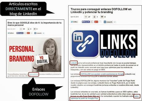 Publicacion de actividad en LinkedIn. Enlaces Dofollow y Nofollow